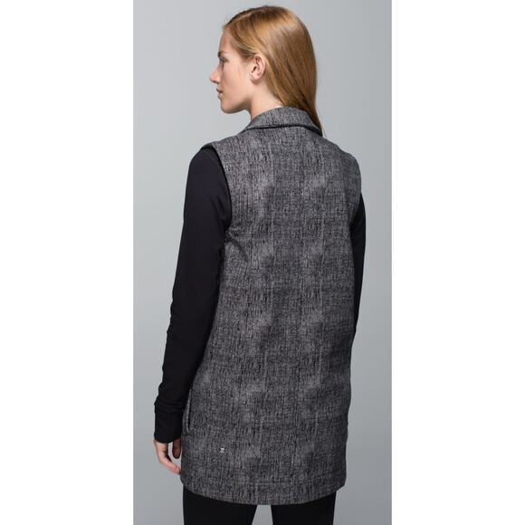 Lululemon Sz 2 Blazer Vest Burlap Texture Black Dune French Terry‎ Soft Stretchy - Picture 2 of 12